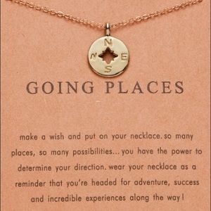 Going Places Compass Necklace - Gold